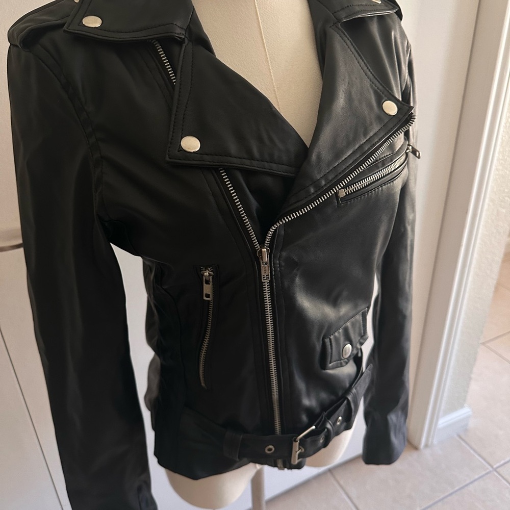 Riverdale Black Faux Leather with South Side Serpents Patch Biker Jacket - Picture 4 of 4